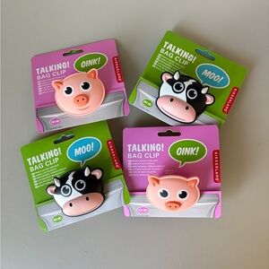 Kikkerland Animal Talking Bag Clips - Cow & Pig NEW